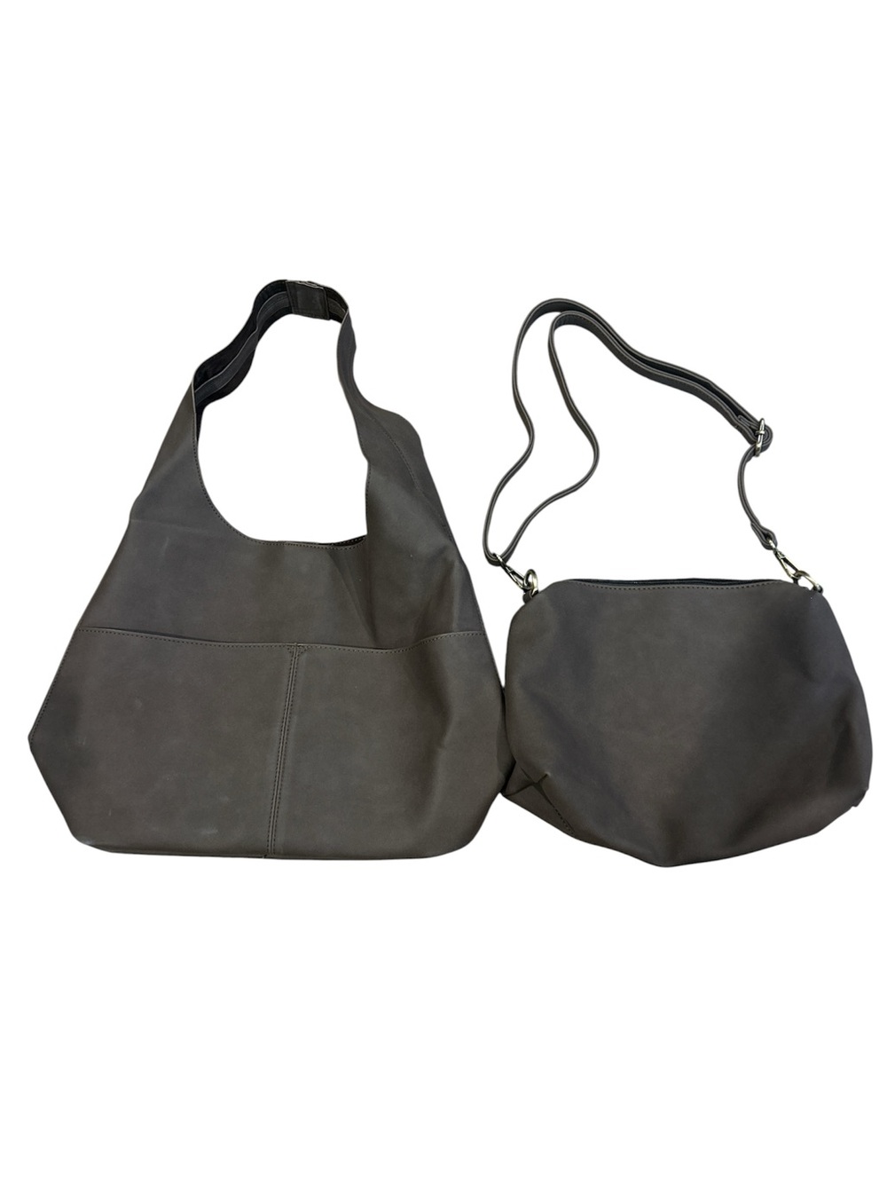 Joy Susan Classic 2-in-1 Slouchy Vegan Leather Hobo & Crossbody Bag Set - Brown